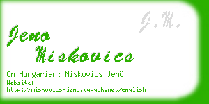jeno miskovics business card