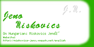 jeno miskovics business card